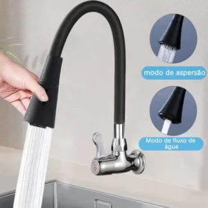 Leia mais sobre o artigo Torneira Cozinha Parede Preta Flexível Duplo Jato Cone 1/4 de Volta – Vale a pena? Review Completo