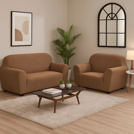 Leia mais sobre o artigo Kit Capa de Sofá 2 e 3 Lugares Coladinha em Malha Spandex: Proteja, Renove e Economize