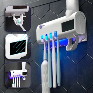 Leia mais sobre o artigo Suporte Dispenser de Escova e Pasta de Dentes com Esterilizador UV: Mais Higiene, Organização e Proteção para Sua Família